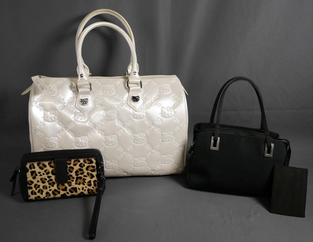 Hello Kitty Ladies Handbag & Rachel Roy Wristlet: Hello Kitty Handbag, Rachel Roy Wristlet; Cherokee Handbag. Condition: Good