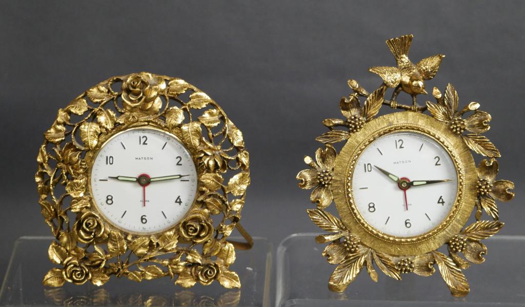 Vintage Matson Golden Filigree Ormulu Alarm Clocks (1 of 6)