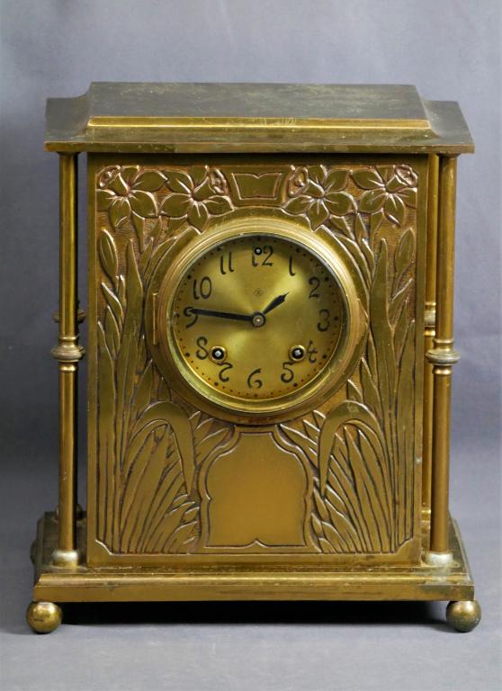 Antique Ansonia Art Nouveau Brass Mantel Clock (1 of 9)