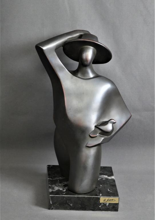 A. Paiz Modern Bronze Sculpture of a Man in Hat (1 of 8)