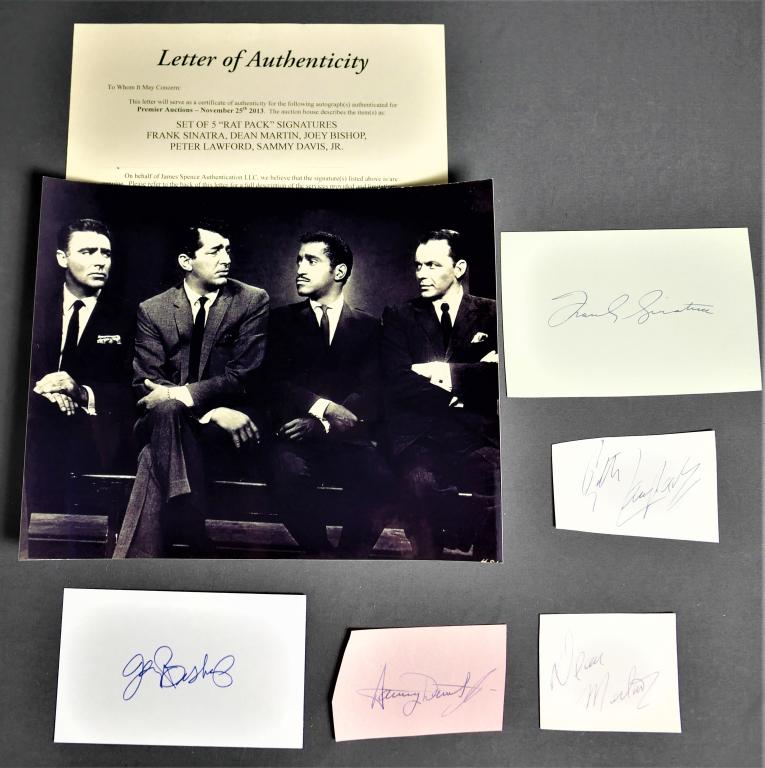 The Rat Pack Set of 5 Autographs- Sinatra, Martin, (1 of 3)