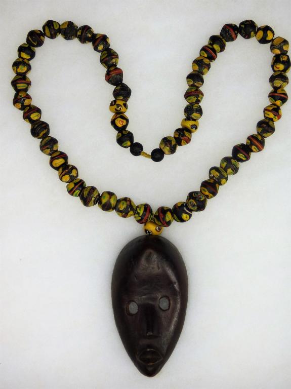 Large Necklace- African Beads w/ Dan Mask Pendant (1 of 10)