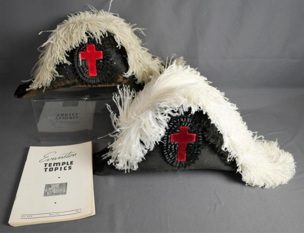 Two Antique Freemason Masonic Knights Templar Hats (1 of 2)