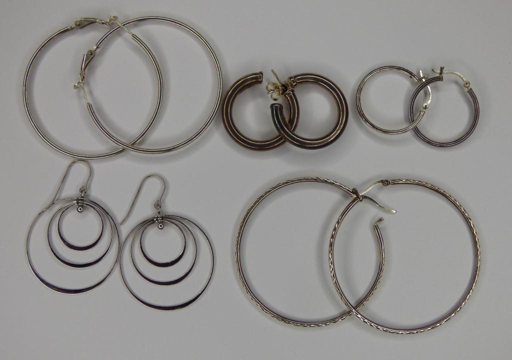 Group of Sterling Silver Hoop Earrings (1 of 4)