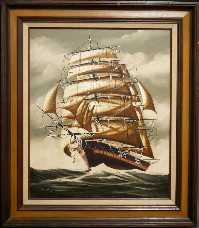 Renato Longanesi Sailing Ship Oil Painting (1 of 4)