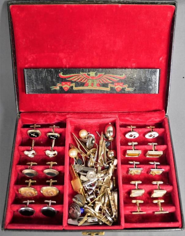 Vintage Mens Jewelry- Box of Cufflinks & Tie Clips (1 of 10)