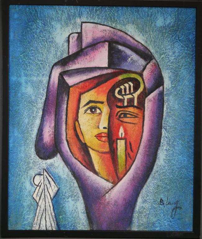 Benyamin B. Long Abstract Acrylic Painting (1 of 2)