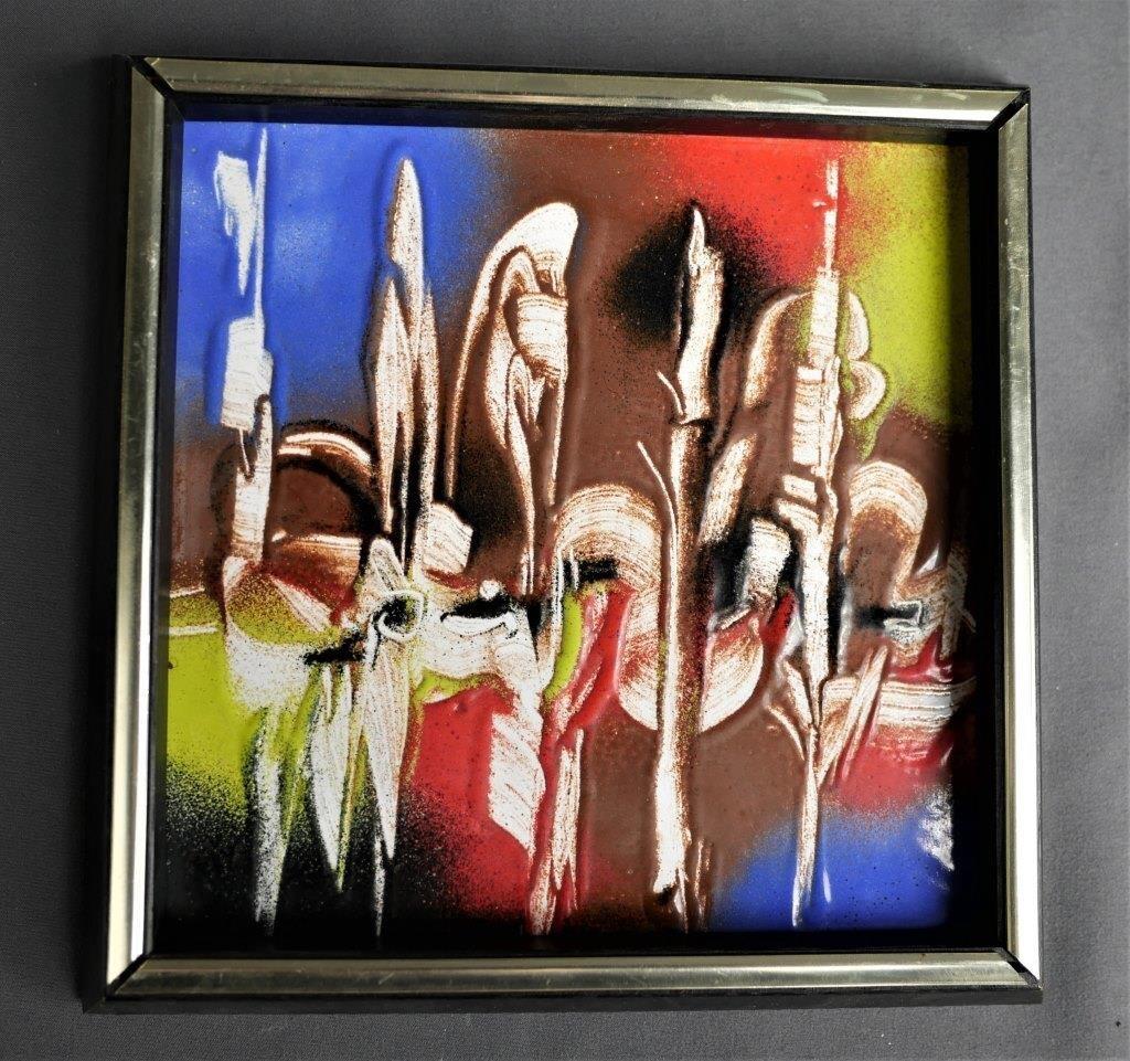 William Jacobs 1960's Abstract Enamel Tile Art (1 of 2)