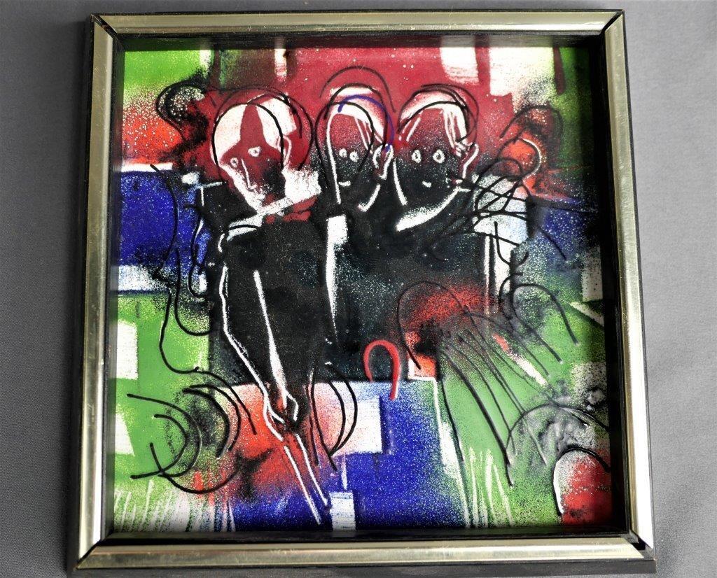 William Jacobs 1960's Abstract Enamel Tile Art (1 of 2)