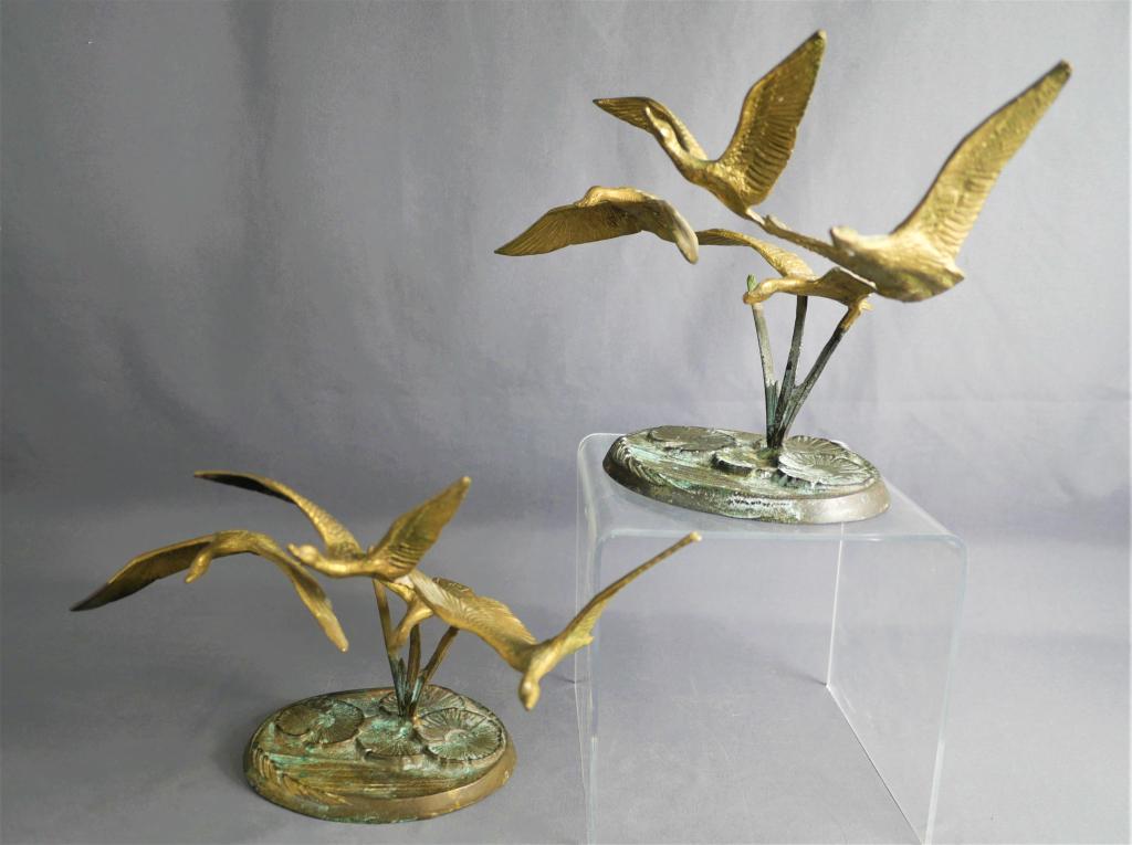 Pair of Brass Flying Geese Sculptures (1 of 8)