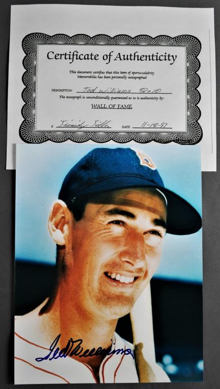 Ted Williams Autographed Baseball Photograph COA (1 of 4)