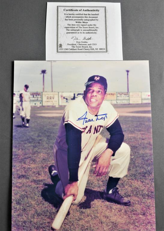 Willie Mays Autographed Baseball Photograph w/ COA (1 of 3)