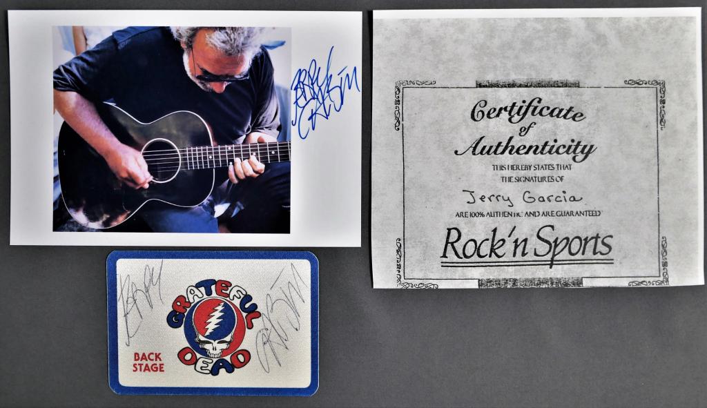 Jerry Garcia Signed Photo & Grateful Dead Pass (1 of 4)