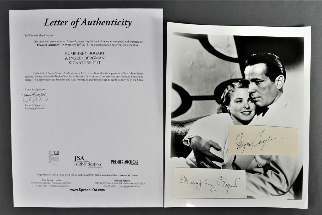 Humphrey Bogart & Ingrid Bergman Signatures w/ COA (1 of 4)