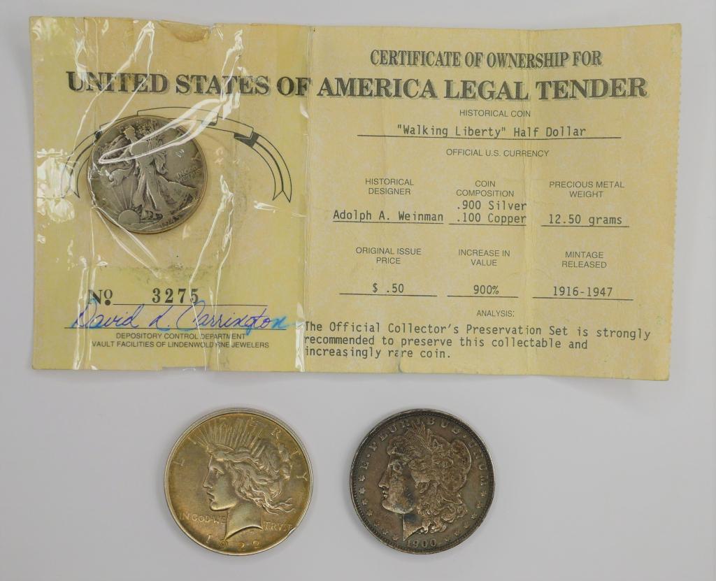 US Silver Coins- 1922 Peace & 1900 Morgan Dollar (1 of 4)