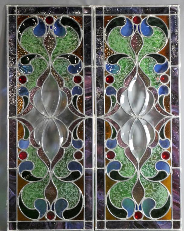 Pair of Ornate Stained Glass Window Panels (1 of 7)