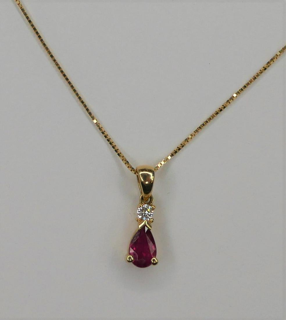 14k Gold Ruby & Diamond Pendant Necklace (1 of 6)