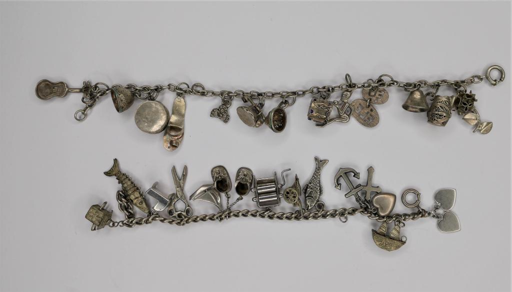 Sterling SIlver Charm Bracelets w/ Lots of Charms (1 of 5)