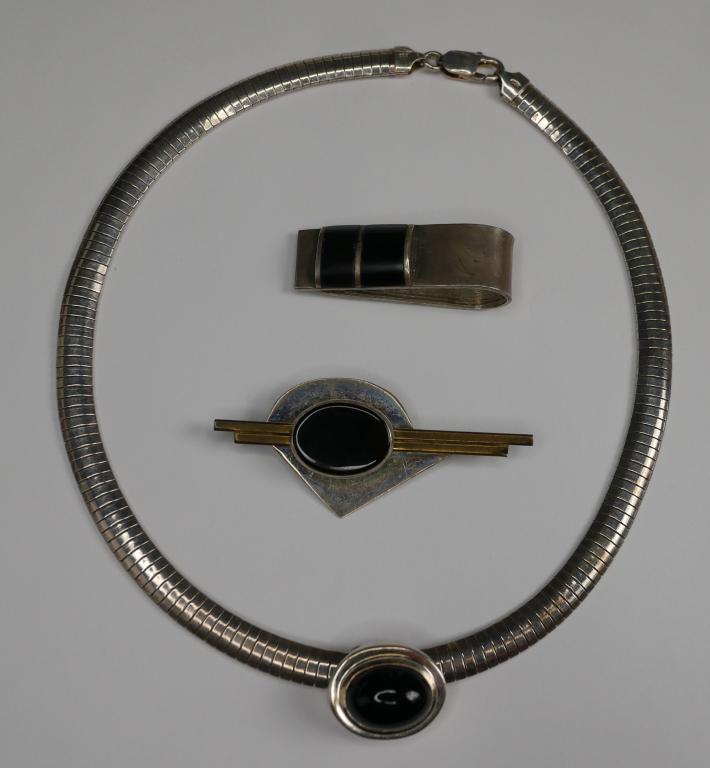 Vintage Art Deco Sterling Silver Necklace, Brooch (1 of 6)