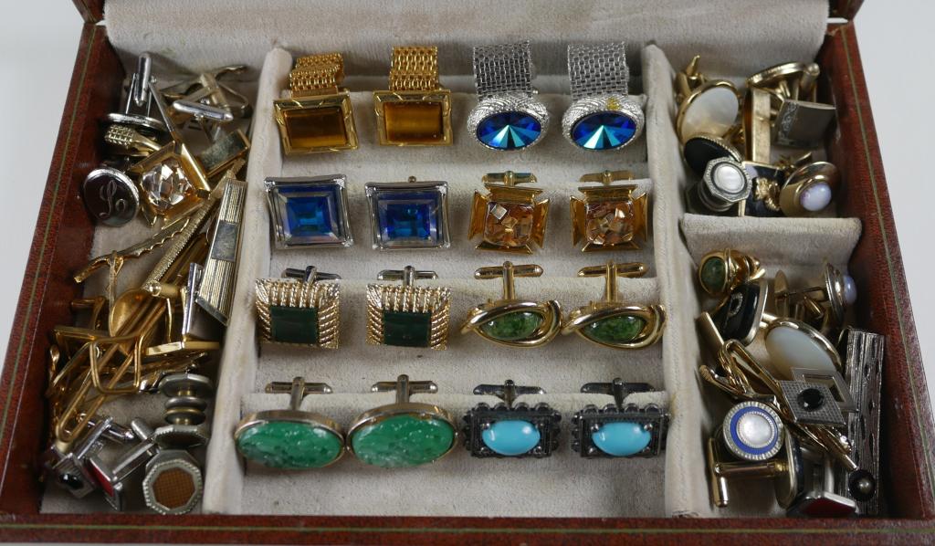 Vintage Mens Jewelry- Box of Cufflinks & Tie Clips (1 of 6)