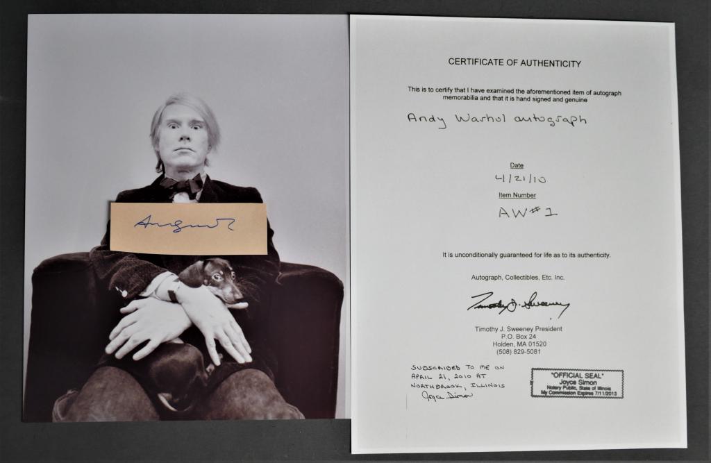 Andy Warhol Autograph/ Signature w/ COA (1 of 3)