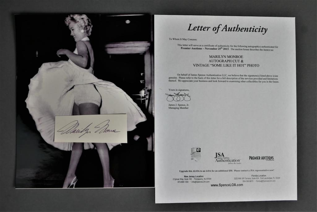 Marilyn Monroe Autograph/ Signature w/ COA (1 of 3)