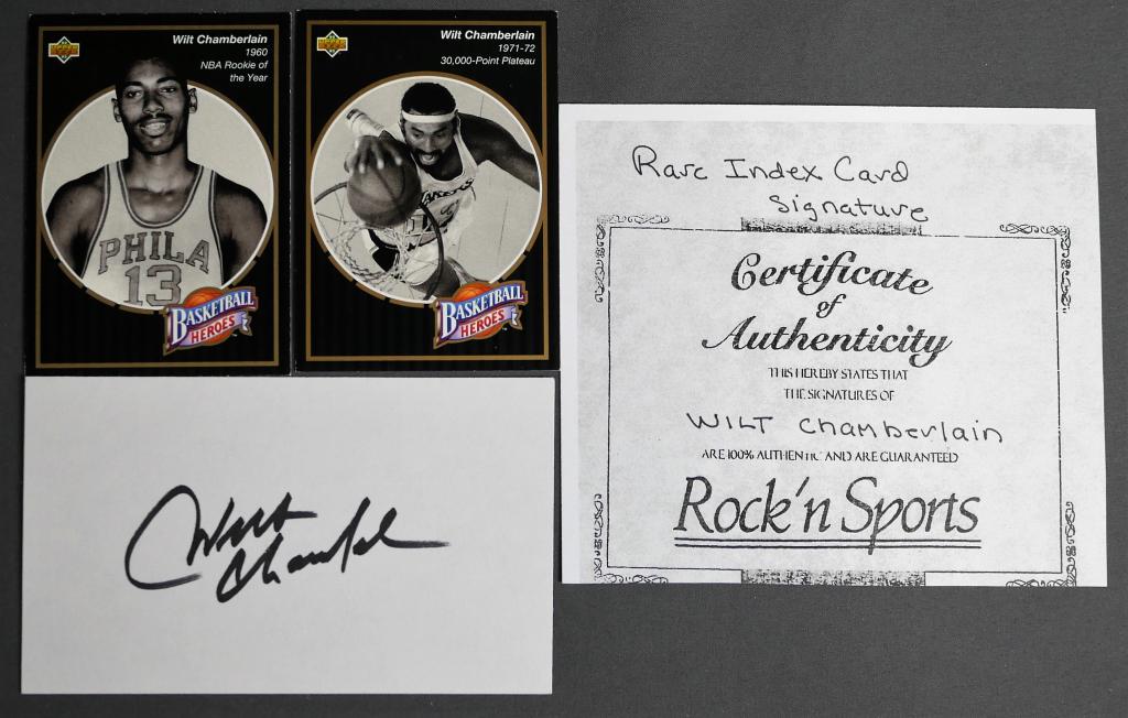 Wilt Chamberlain Autograph & 2 Basketball Cards (1 of 3)