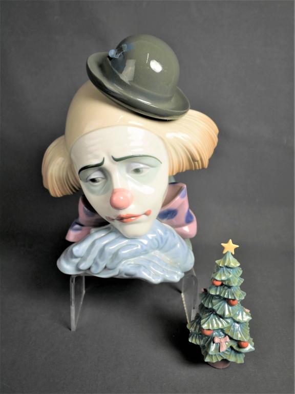 Lladro Pensive Clown Head 5130 & Christmas Tree (1 of 9)