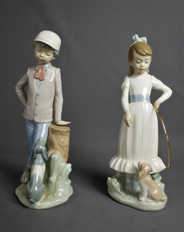 Two Nao by Lladro Figurines- Boy & Girl with Dogs (1 of 4)