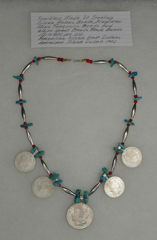 Large Necklace- Turquoise, Beads, Silver Dollar & (1 of 9)