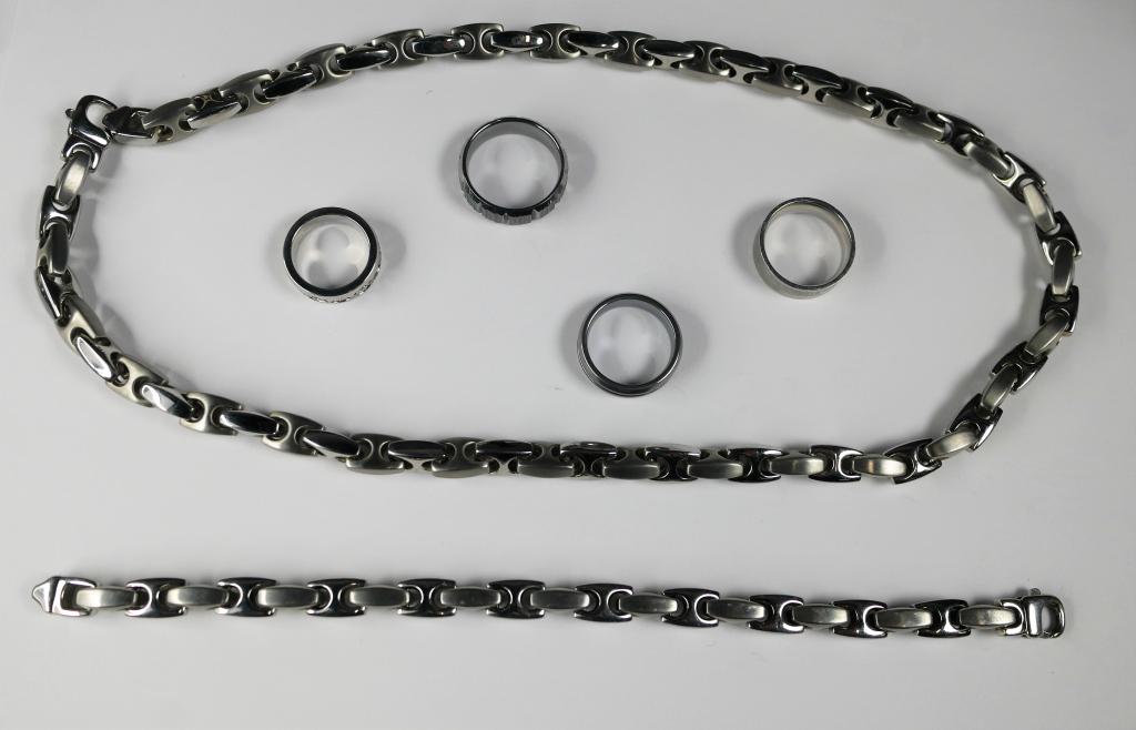 Mens Jewelry- Stainless Steel Necklace & Rings (1 of 9)