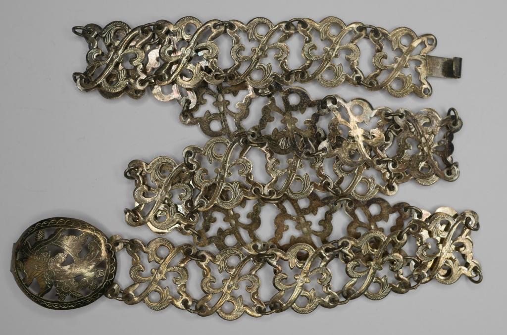 Vintage Chinese Oriental Silver Belt w Bird Buckle (1 of 6)