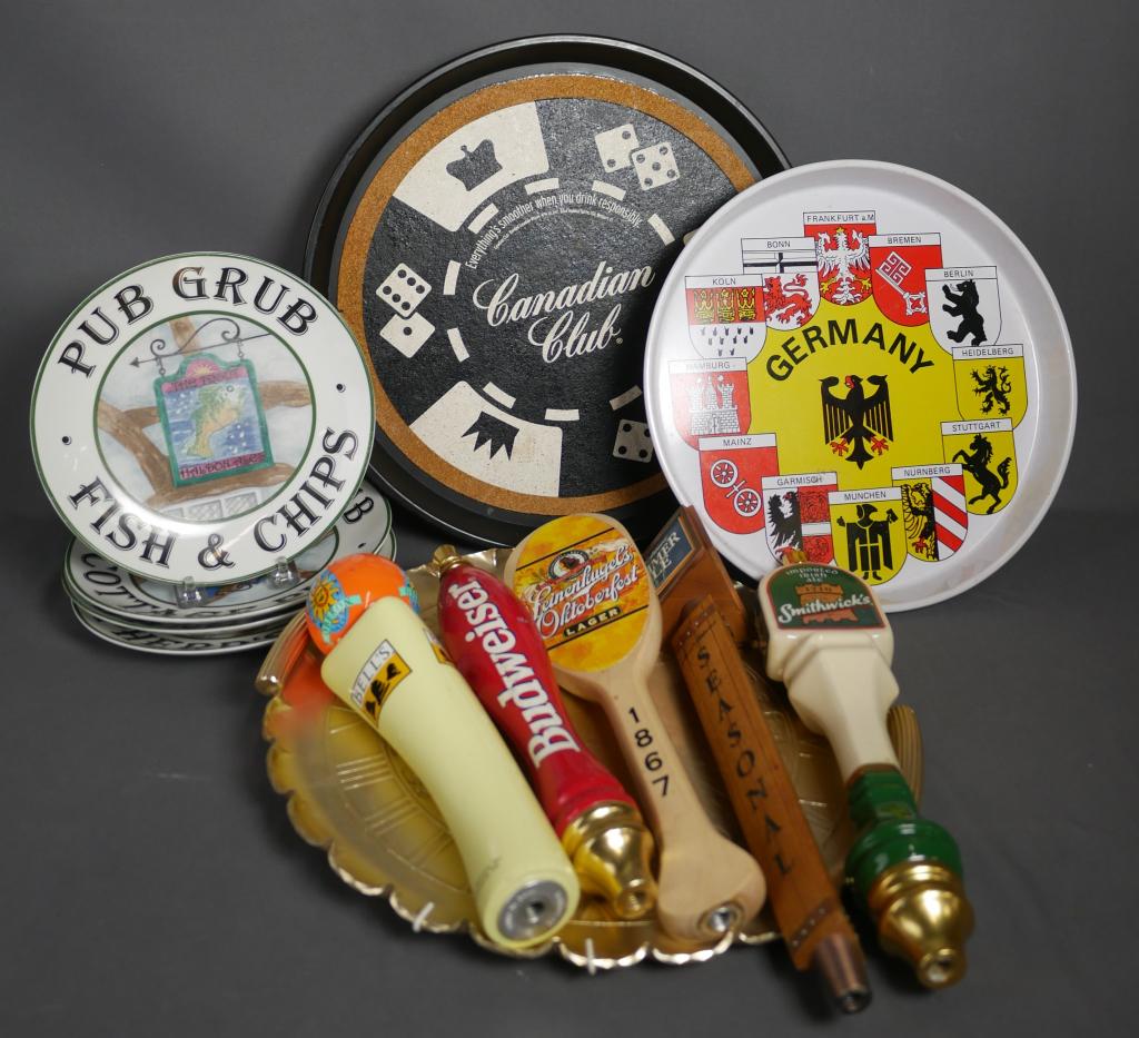 Vintage Beer Serving Trays, Tap Handles, Pub Plate (1 of 10)