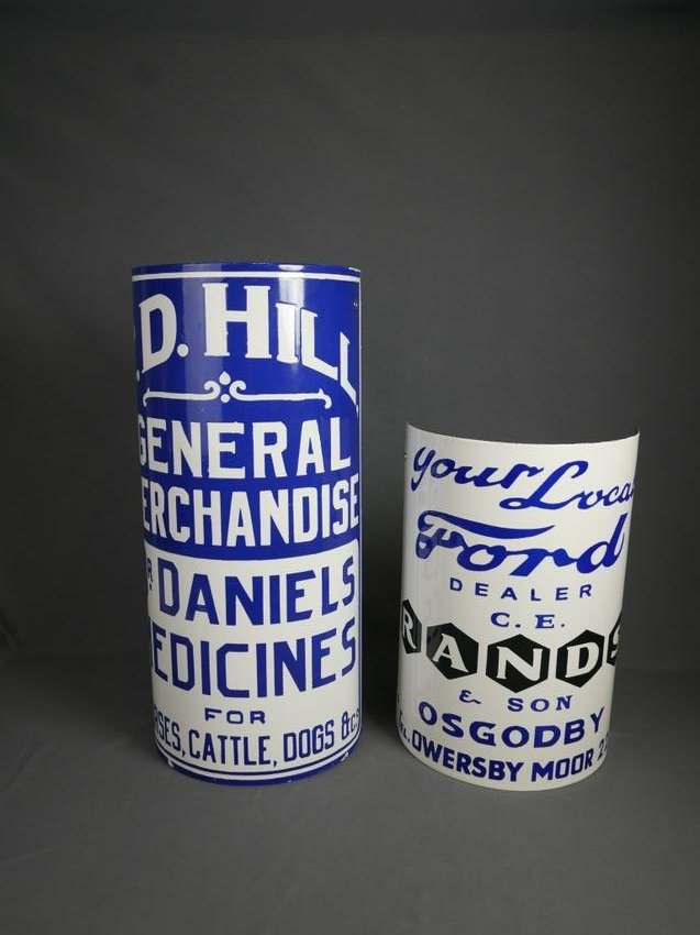 Two Enamel Telegraph Pole Signs- Ford Dealer & Doc (1 of 6)