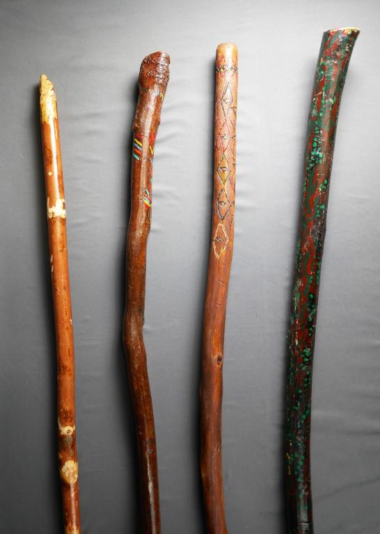 Four Wood Carved Folk Art Walking/ Hiking Sticks (1 of 8)