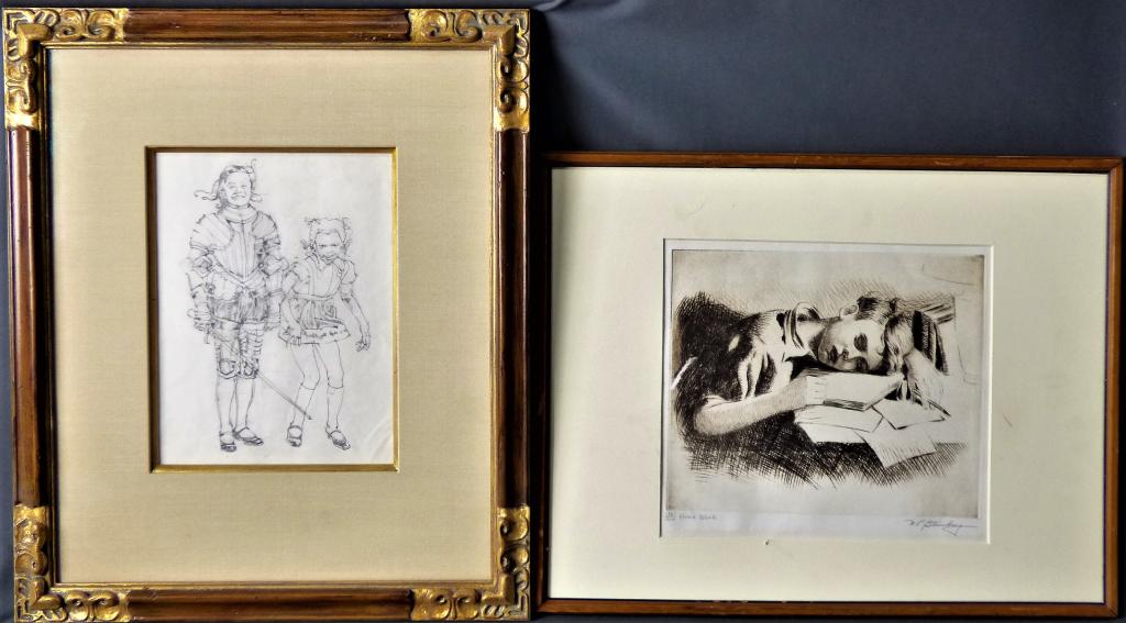 Nathaniel Steinberg Etching & Girl Drawing Art (1 of 8)