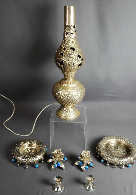 Vintage Middle Eastern Lamp, Ashtrays, Candleholdr (1 of 10)