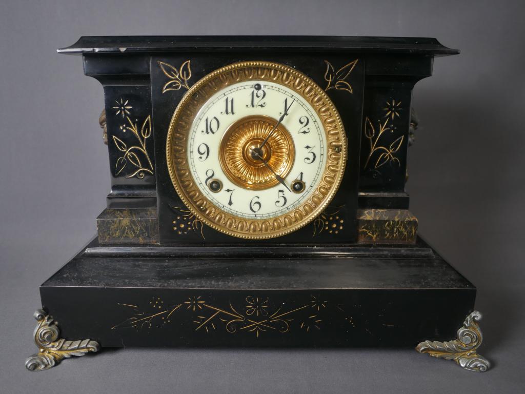 Antique Ansonia Mantel Clock- Black Cast Iron Case (1 of 11)