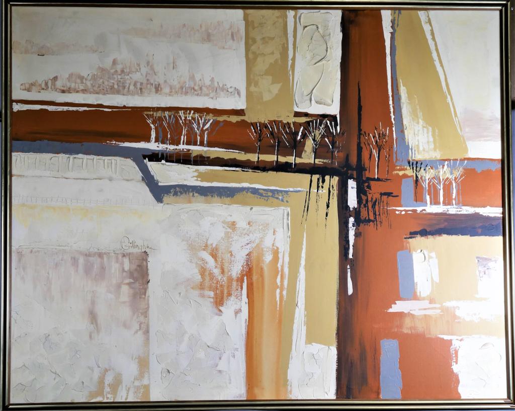 Gillingham Large MCM Modern Abstract Oil Painting (1 of 3)