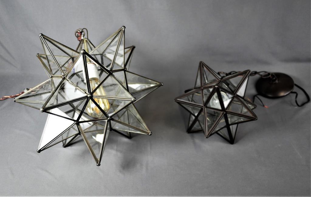 Two Moravian Star Glass Pendant Light Fixtures (1 of 8)