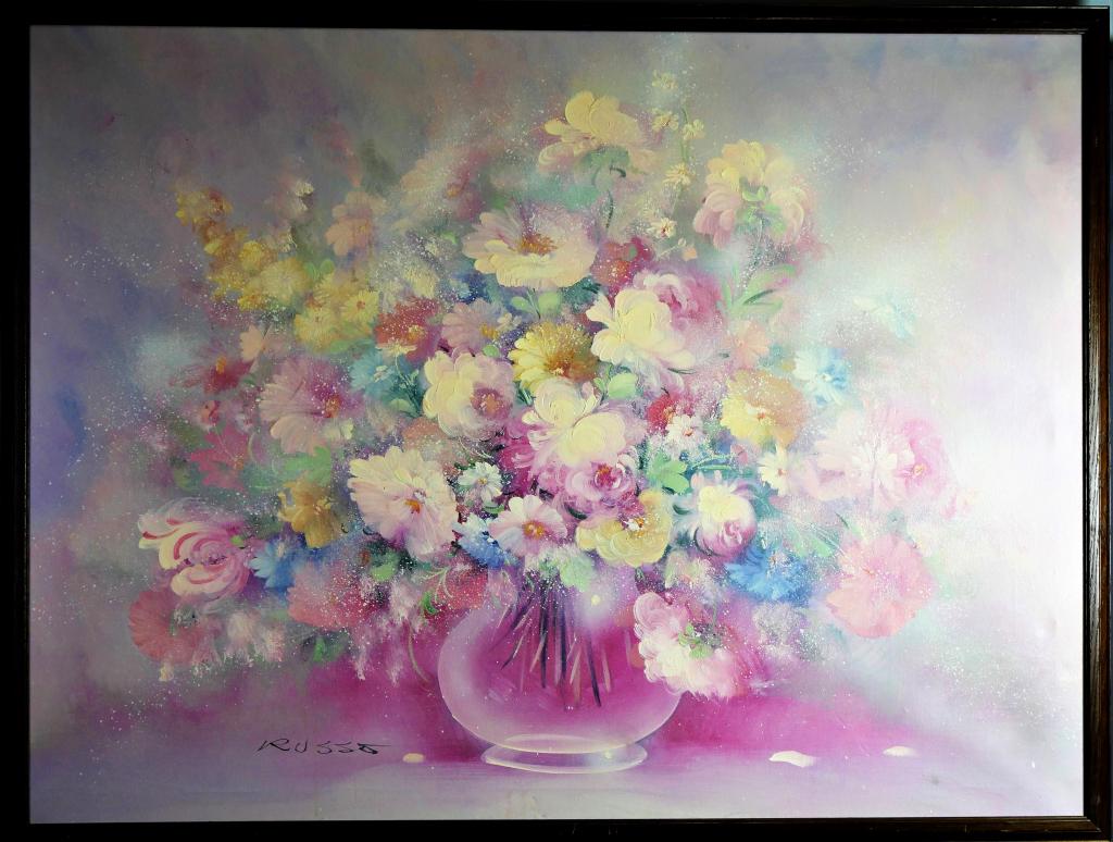 Russo Large Still Life Flower Bouquet Oil Painting (1 of 3)