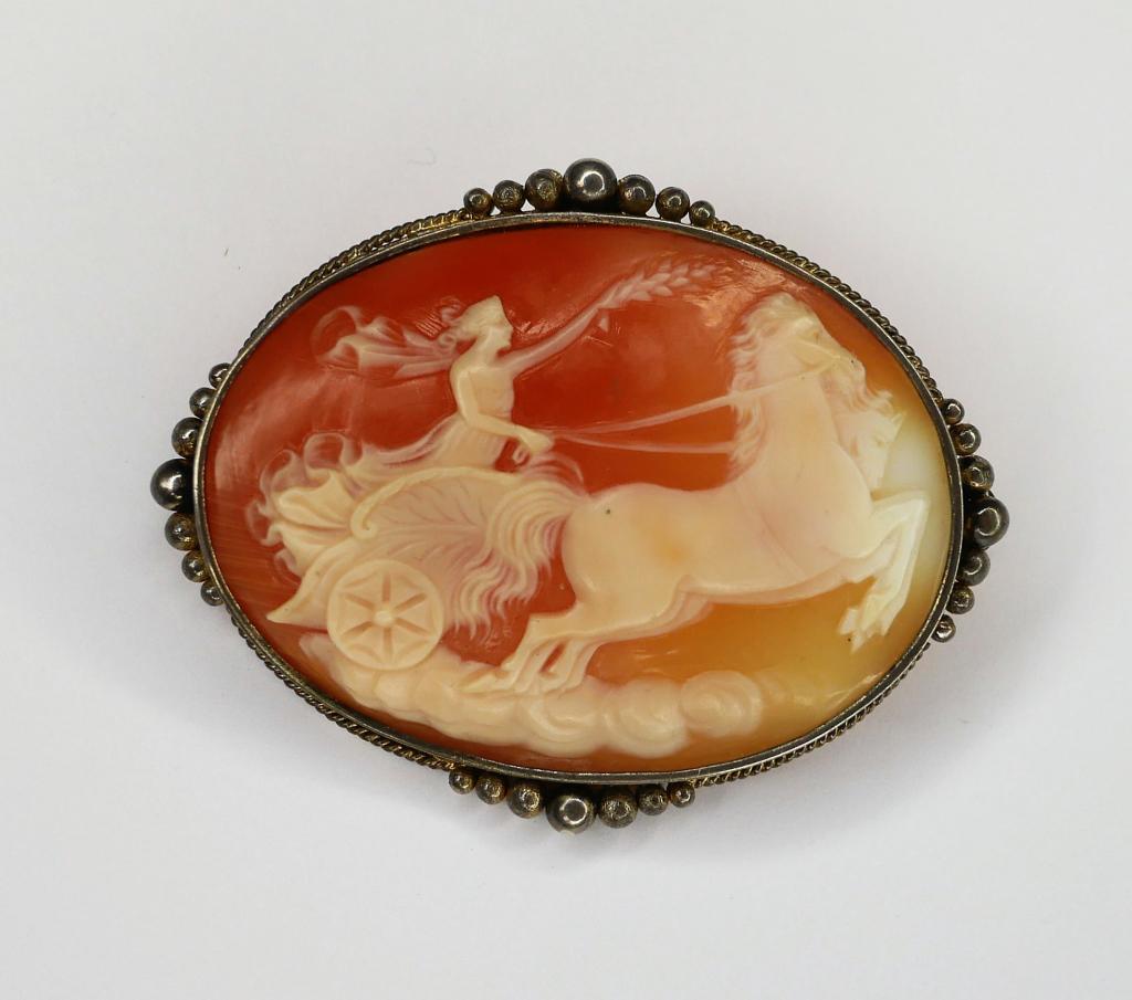 Antique Sterling Silver Shell Cameo Brooch/ Pin (1 of 4)