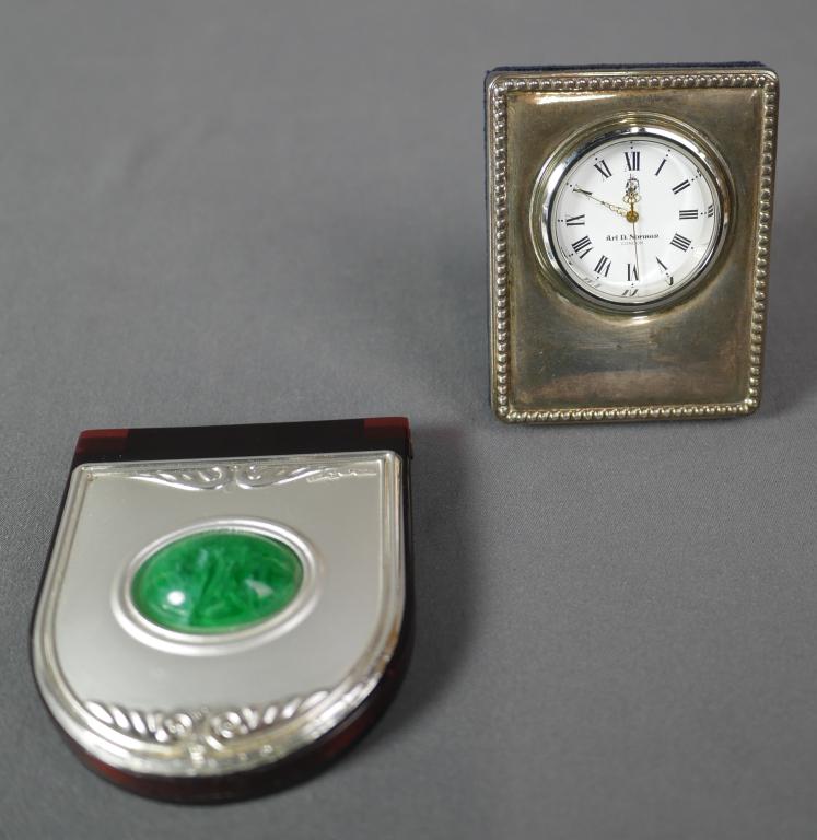 Ari D. Norman Sterling Desk Clock & Compact Mirror (1 of 8)