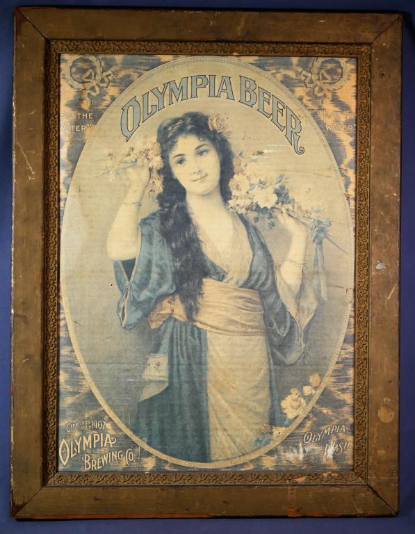Antique Olimpia Beer Advertising Poster/ Sign (1 of 5)