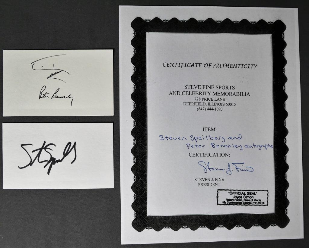 Steven Spielberg & Peter Benchley Autographs (1 of 3)