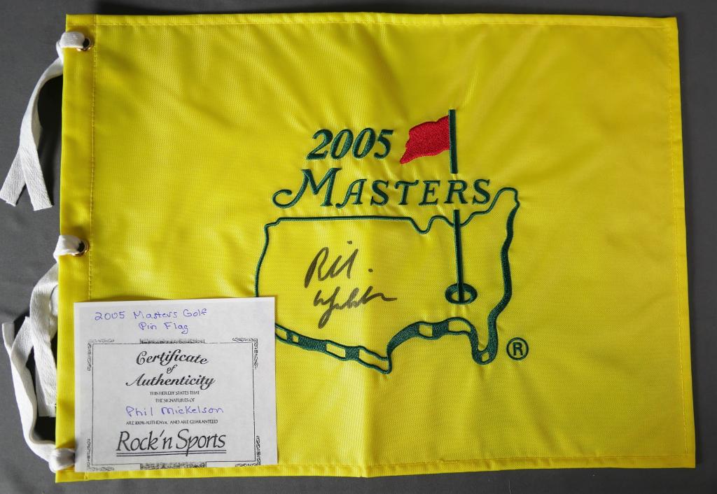 Phil Mickelson Signed 2005 Masters Golf Pin Flag (1 of 3)