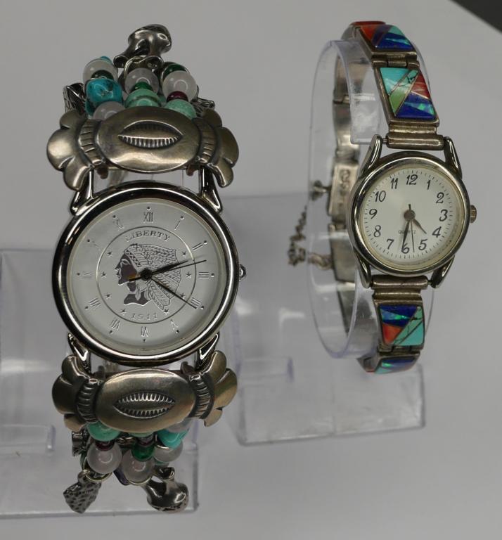 Two Native American Sterling Wrist Watches (1 of 8)