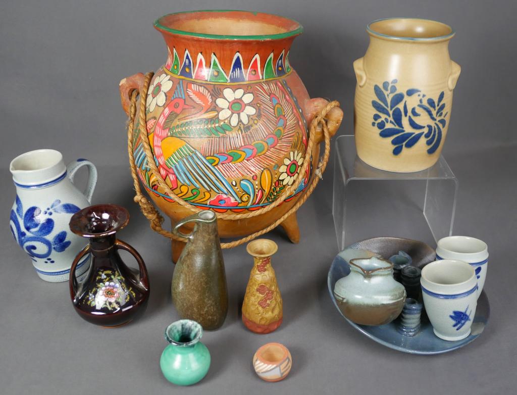 Large Group of Art Pottery- Vases, Jars, Candlehor (1 of 10)