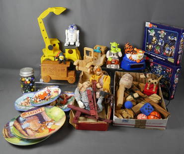 Group of Vintage Toys- Puppets, Star Wars, Disney: Group of Vintage Toys- Puppets, Star Wars, Disney Collectibles, Wooden Cars, etc.. All appear to be in good overall condition.