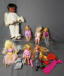 Vintage Barbie Dolls: Lot of Vintage Barbie Dolls and Canadian American Doll. All are in good overall condition.